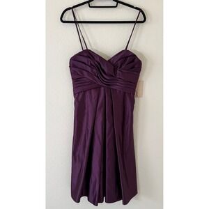 WTOO by Watters Duchess Satin Plum Purple Ruched Cocktail Dress 260 Size 10 Y2K